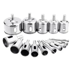 Perceuse à revêtement diamant, ensemble de 15 pièces, pour carrelage, marbre, verre, ouvre trou en céramique, outil électrique, perceuse 6mm 50mm 