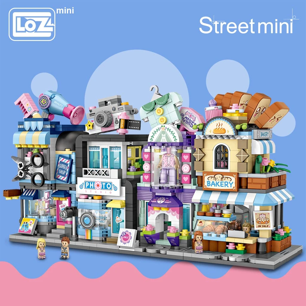 Loz Mini Block Tukang Cukur Bakery Foto Toko Pakaian Arsitektur Model Blok Bangunan Kota Seri Mini Street Store Anak Anak Bata Blok Aliexpress