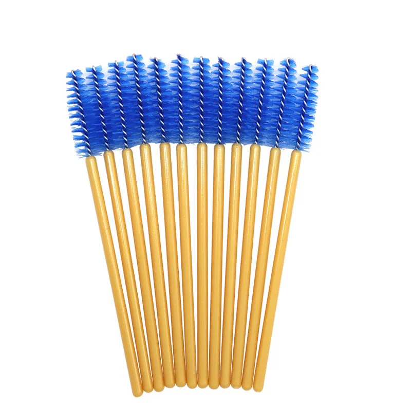 50pcs gold blue 1/50 шт одноразовые нейлоновые палочки для туши для ресниц синие золотистые синие ручки кисти для ресниц кисти для макияжа Инструменты для наращивания ресниц - Handle Color: 50pcs gold blue