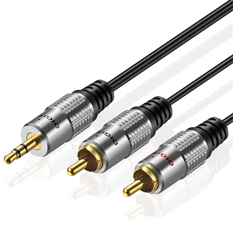 Jack 3,5 мм до 2 RCA аудио кабель разветвитель AUX 3,5 мм стерео папа-папа 2 RCA адаптер Акустический кабель 0,5 м/1 м/2 м/3 м/5 м/10 м/15 м