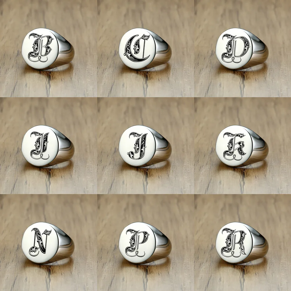 Vnox 20mm Chunky Personalize Round Top Signet Ring for Men Glossy Heavy Stainless Steel Stamp Ring Punk Male Boy Custom Gifts - Image 3