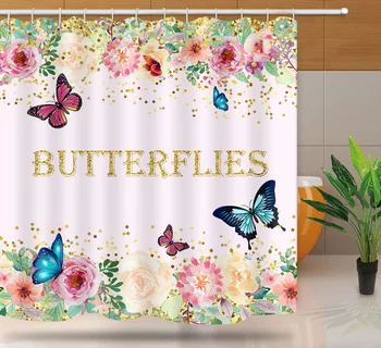 

Abstract insect Shower Curtain Polyester Butterfly Pattern Printed Shower Curtains Bathroom Colorful Multi-size Printed Curtain