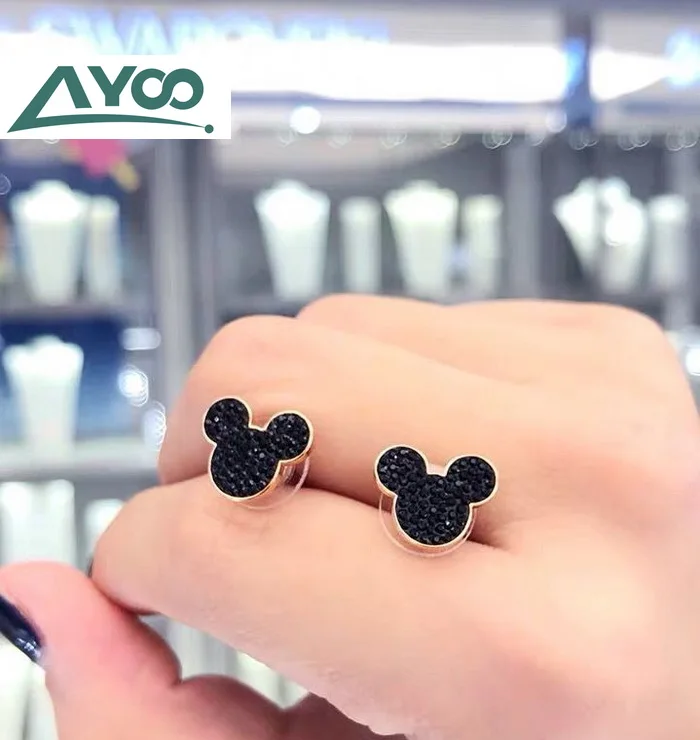 AYOO High-quality 1:1 Swa Cute Mouse earring jewelry European and American Women Advanced Edition crystal earrings