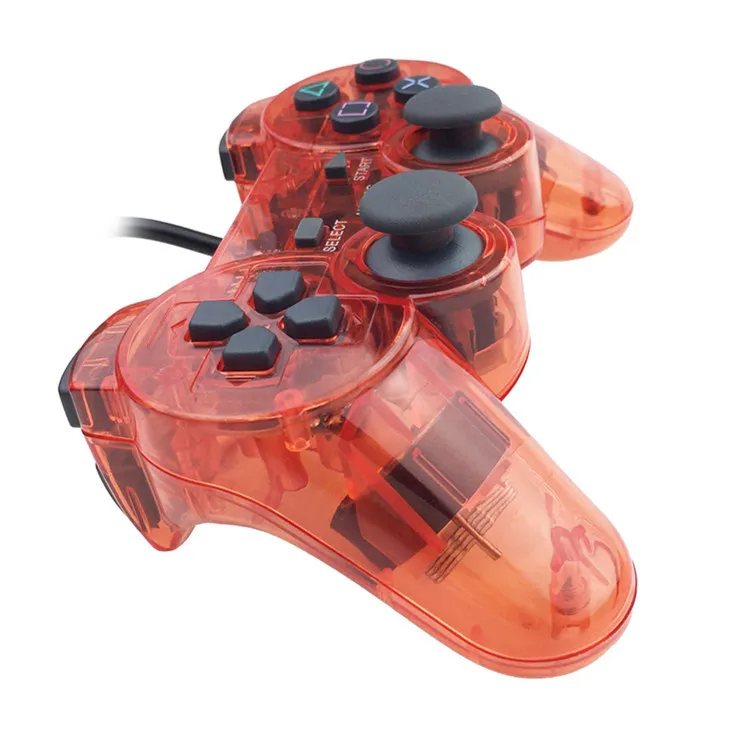 Wired Gamepad For Sony PS2 Controller Double Shock  Joystick Transparent Joypad