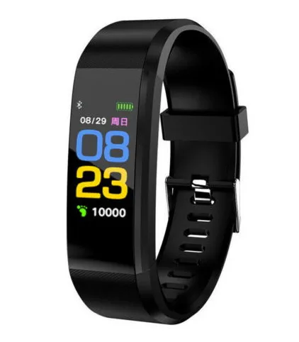 Black 115 плюс Bluetooth умный браслет, браслет, спортивные часы, пульсометр, измеритель артериального давления, трекер активности, наручный браслет 3E31 - Цвет: Black