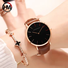 Женские часы японский кварцевый механизм Простые Модные женские повседневные часы Reloj Mujer высококачественные коричневые кожаные водонепроницаемые часы