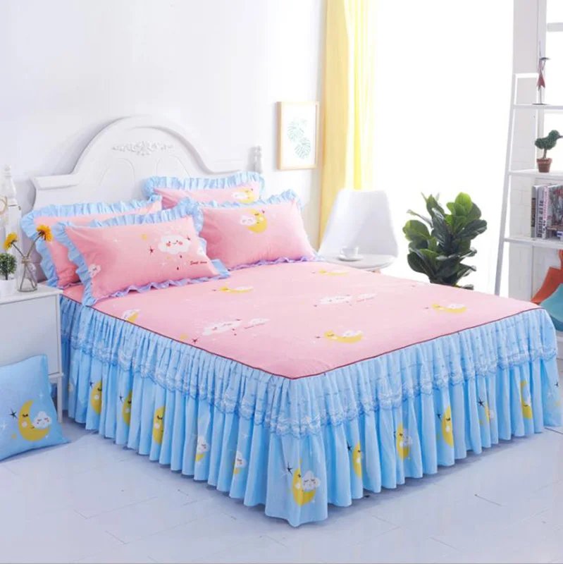 Домашний текстиль хлопковая постельная юбка с алоэ постельное белье кружевное