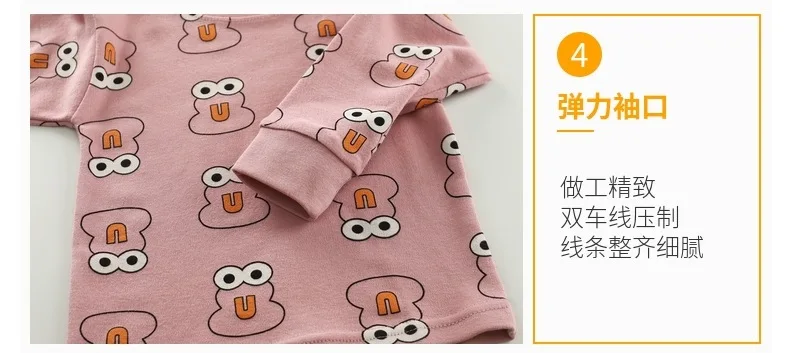 Осенне-зимние пижамные комплекты для детей, хлопковая мягкая теплая футболка с длинными рукавами и рисунком, топы и штаны, одежда для сна для маленьких девочек