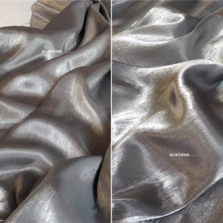 

Silvery pearlescent Silk Satin Fabric soft for vestidos fashion clothes Bridal Evening Dress Shirt cheongsam DIY Designer Fabric