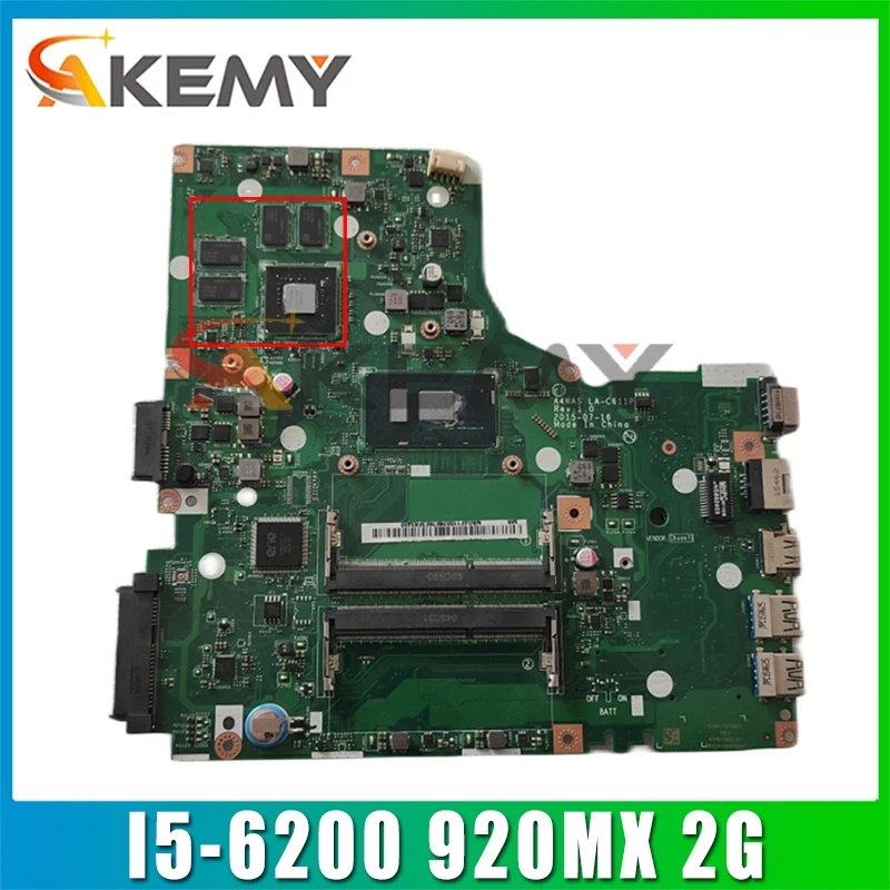 Для ACER E5-474G E5-474 Материнская плата ноутбука Процессор I5-6200 GPU 920MX 2G A4WAS LA-C611P 100% Тесты