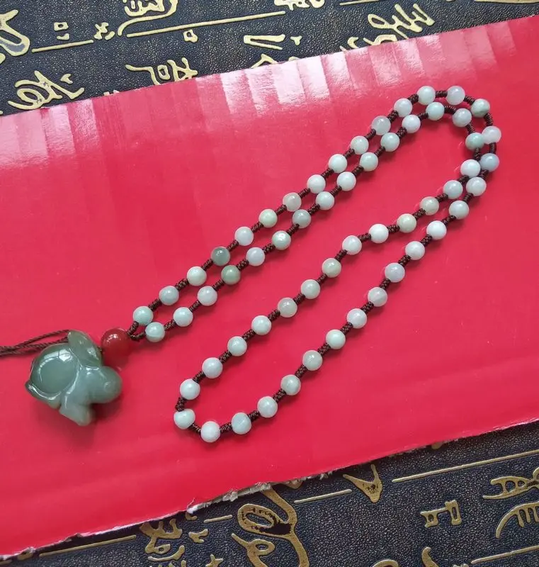 Ручная работа carven Jade rabbit amulet jadeite подвеска с зайцем с нефритовый шарик ожерелье