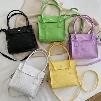 

Fashion Trend Women Alligator Pattern Crossbody Bags 2020 Retro Solid Color Style Shoulder Bag PU Leather Ladies Handbags Tote