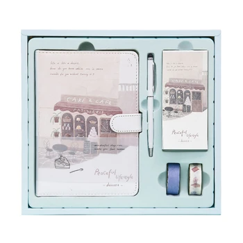 

Cartoon notebook set color page magnetic buckle tape notepad birthday gift hand ledger