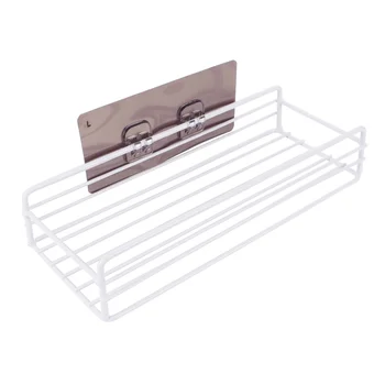 

2 Pcs Iron Hollow Storage Rack Wall Hanging Shelves Bathroom Frame Storage Holder for Home Kitchen Bathroom (White)