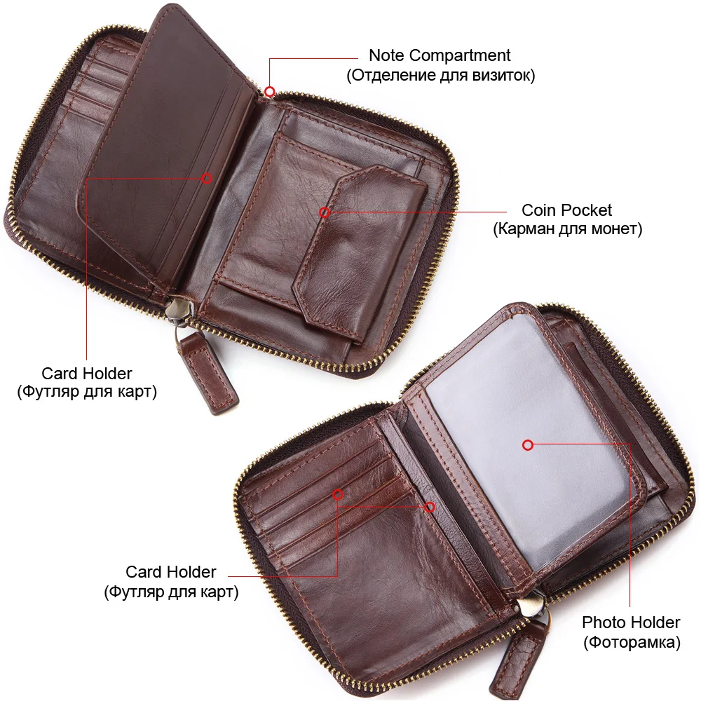 Новинка,, мужской короткий кошелек RFID с карманом для монет, натуральная кожа, повседневный маленький кошелек на молнии, фирменный дизайн с заклепками, мужской держатель для карт