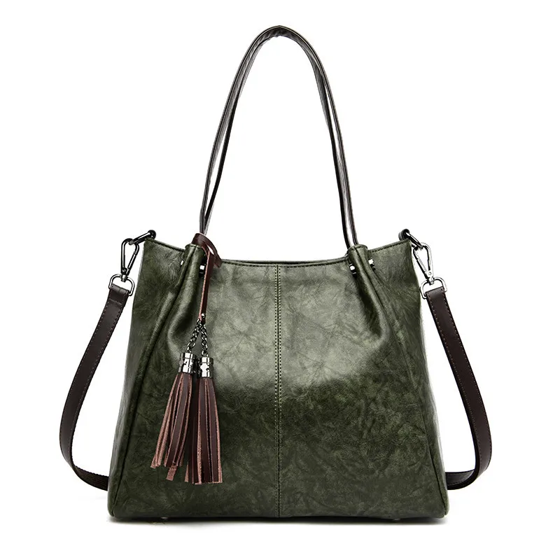 Роскошные брендовые мягкие кожаные сумки, винтажные женские ручные сумки, дизайнерская женская сумка-тоут, сумки через плечо для женщин, сумка через плечо - Цвет: Green