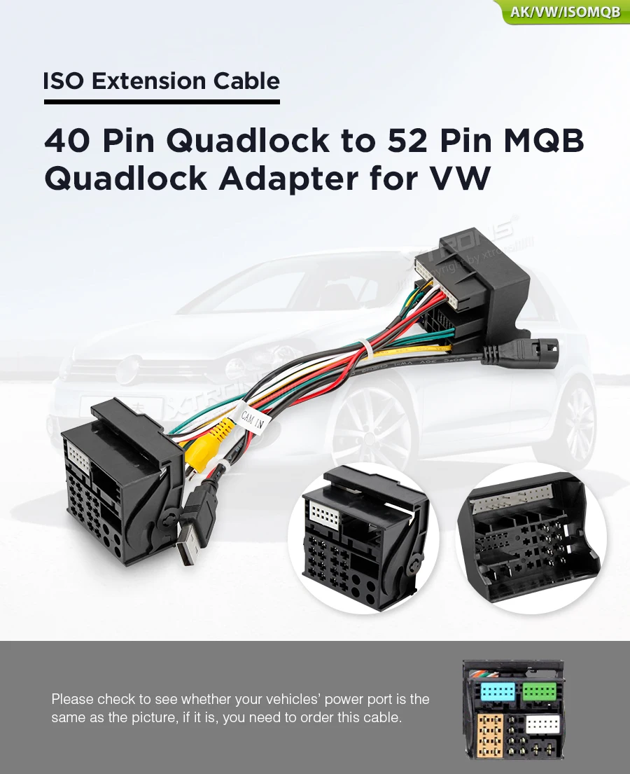 XTRONS Volkswagen ISO Extension Cable ISOMQB