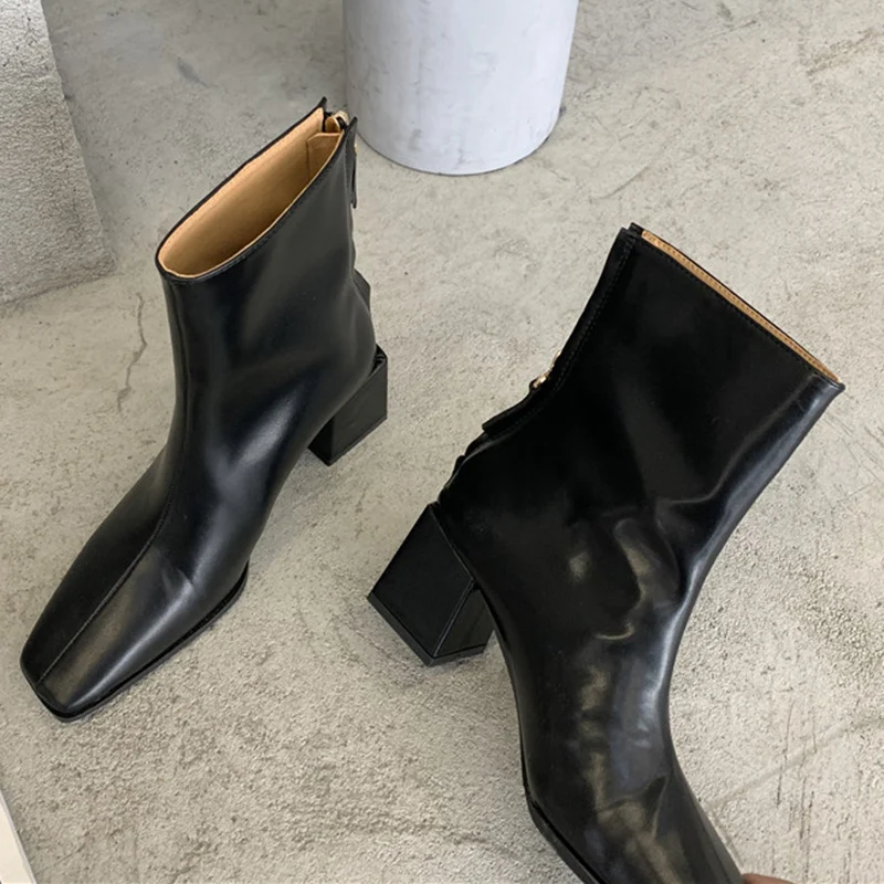 2020 Winter INS Elegant Women White Block High Heels Ankle Boots Lady Square Toe Short Boots Designer Chelsea Boots Party Shoes