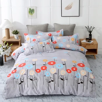 

Thumbedding Flowers Bedding Set King Size Simple Fresh Artistic Duvet Cover Grey Queen Full Twin Single Comfortable Bed Set