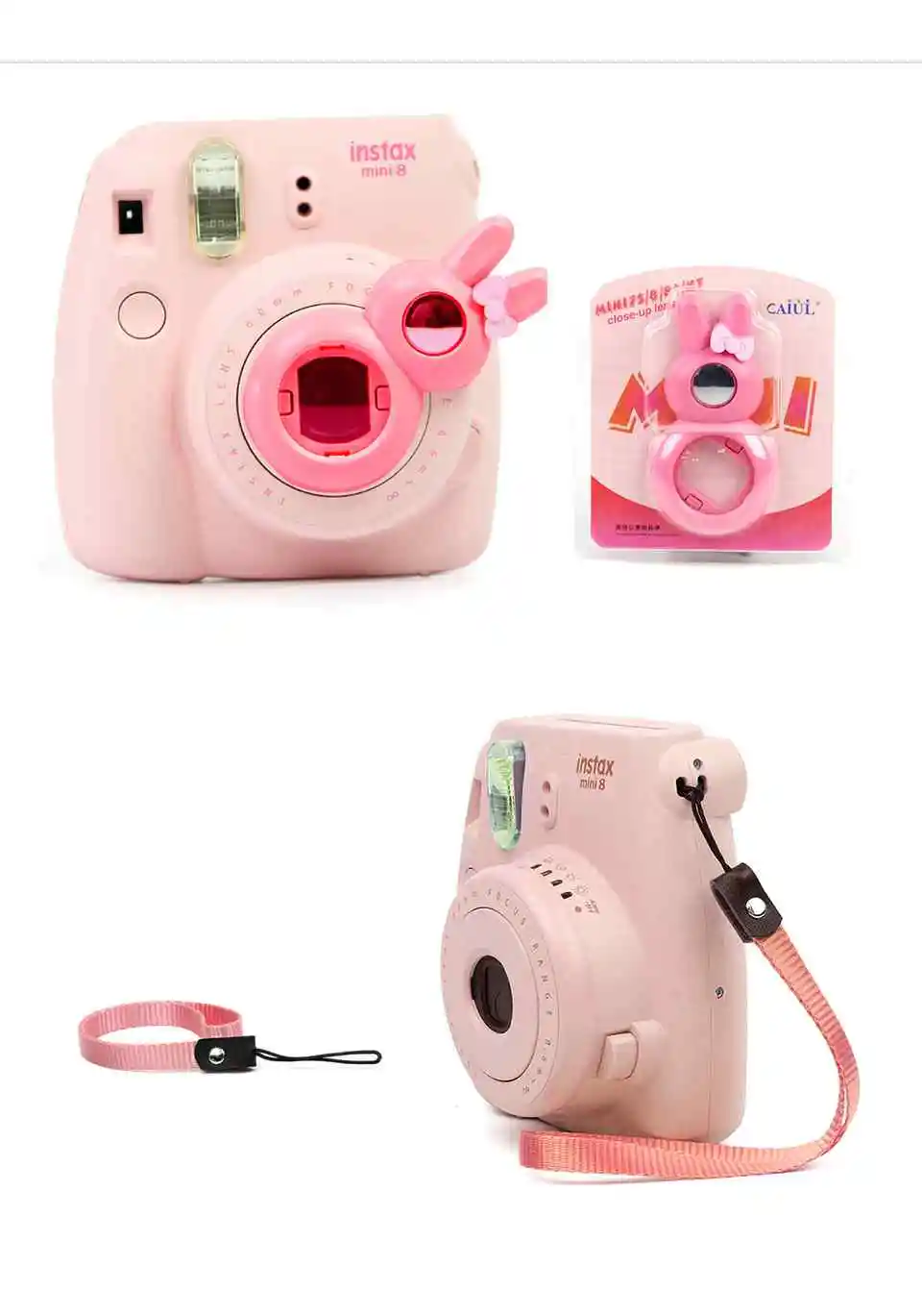 CAIUL миниатюрная сумка под камеру для Fujifilm Instax Mini 9 8 8+ чехол для камеры с мгновенной пленкой Премиум градиентная розовая ракушка набор аксессуаров
