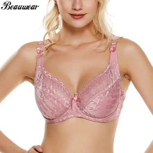 Beauwear размера плюс чашки C D DD E цветочные кружева без подкладки на косточках Bralette перспективное сексуальное женское белье летнее нижнее белье минимайзер бюстгальтеры