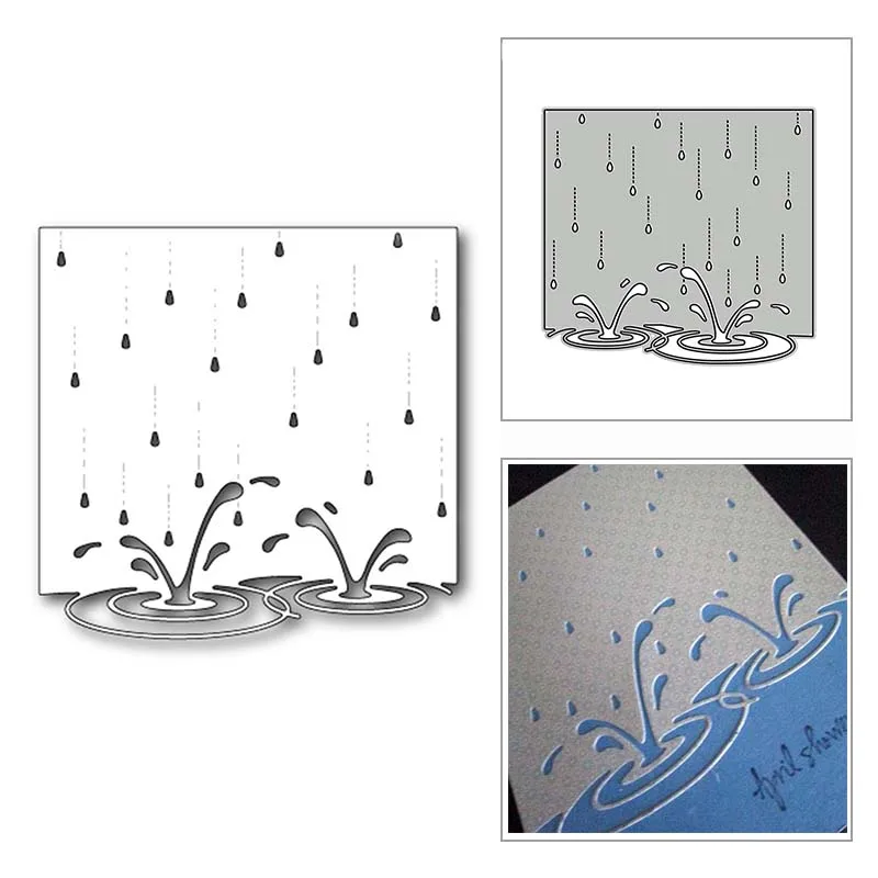 Rural estanque lluvia forma Fondo 2020 de corte de Metal muere para bricolaje álbum de recortes papel y tarjetas en relieve de No sello
