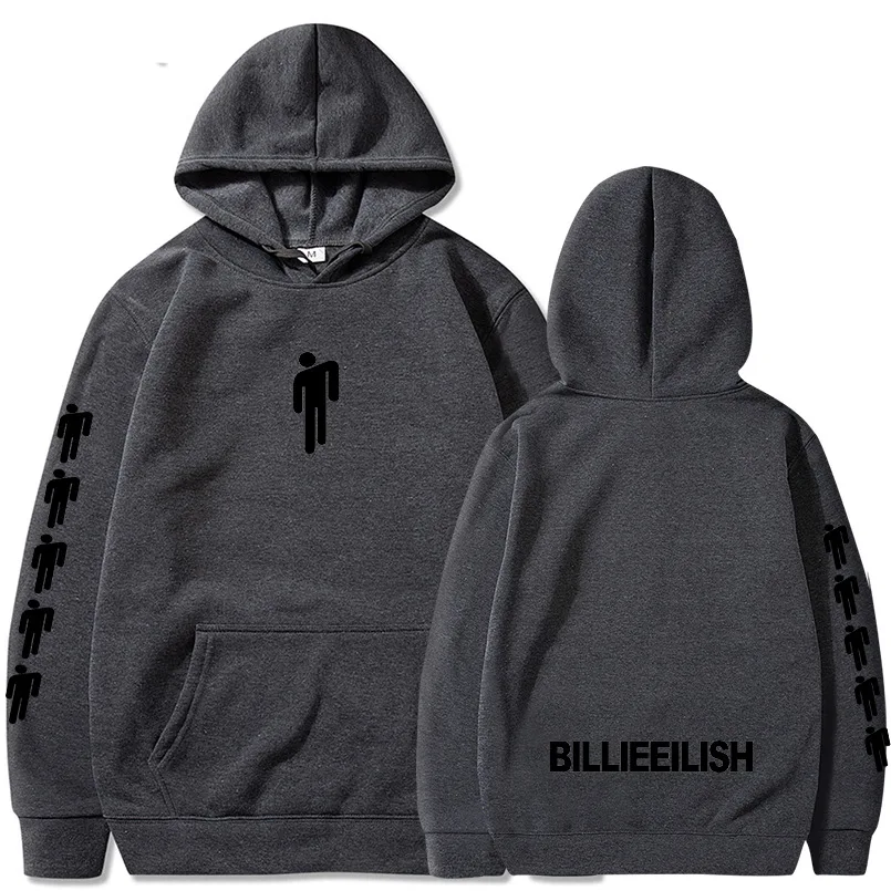 Dark grey 01 Billie Eilish, модные толстовки с принтом для мужчин/женщин, толстовки с капюшоном и длинным рукавом,, повседневные трендовые уличные толстовки - Цвет: Dark grey 01