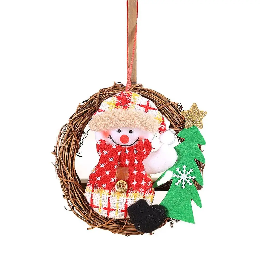Creativ Венок Дверь висячая труба Рождественская елка украшение Рождественская маленькая фигурка ротанга венок ротанга кулон - Цвет: B
