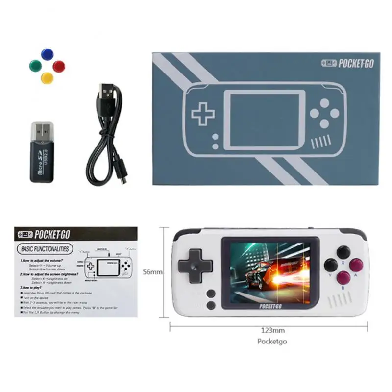 Game Console V2 Pocket Go Handheld 2.4inch Screen Retro Game Player With 32G TF Card NES/GB/GBC/SNES/SMD PS1 Gaming Consoles Box