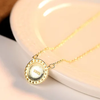 

Brand New Simple S925 round Diamond Set Necklace Ornament green jade necklace pendant necklace 925 sterling silver necklace