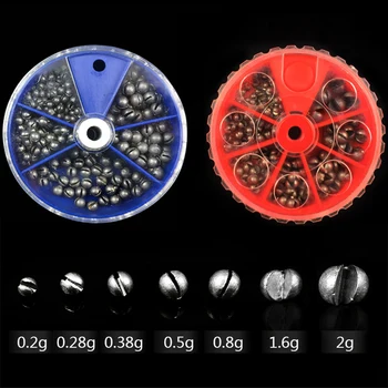 

5/7 Compartments Fishing Sinker Box Round Split Lead Shot Sinker Weight Fishing Rigs Accessories 205pcs&106pcs