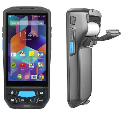Leitor de qr Código de Barras Terminal com Impressora Code Wifi Bluetooth Gps Câmera Nfc Rugged Handheld Android Pos Térmica Pda 1d 2d 4g