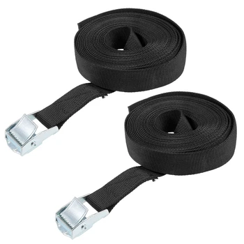 

uxcell 4.5M x 25mm Lashing Strap Cargo Tie Down Straps Buckle Up to 80Kg, Black, 2Pcs