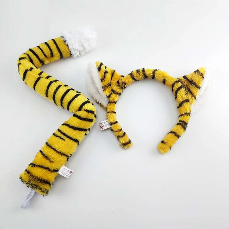 Plush Kids Women Men Animal Tiger Ear Headband Tail Tie Props Christmas Festival Cosplay Birthday Party Wedding Decoration | Тематическая