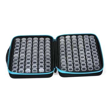 

Diamond Storage Box with 120 Plastic Clear Bottles for Painting Accessory Tool Nail Art Rhinestones Storage Hand Bag with Zipper