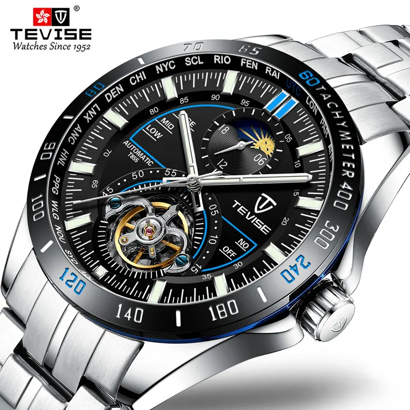 

TEVISE 2019 New Tourbillion Mechanical Watches Men Fashion Automatic Skeleton Watch Clock Men's Sport Wrist Watch reloj hombre