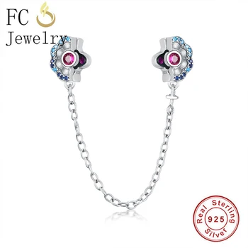 

FC Jewelry Fit Original Brand Charm Bracelet 925 Sterling Silver Fans Mix Zirconia Chain & Clip Lock For Making Berloque 2020