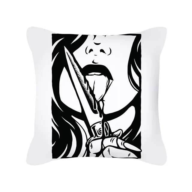 Punk Style Cushion Cover Skull Print Office Sofa Car Pillow Case Home Decor Throw Pillow Cover Outdoor Square Pillowcase45x45cm 1
