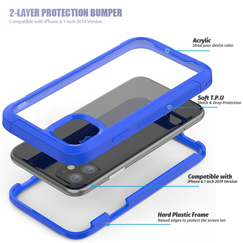 Military Shock Absorption Case For iPhone 12 11 13 Pro X XR XS XS Max Transparent PC+TPU Protective Case For iPhone 6S 7 8 Plus iphone 13 mini leather case