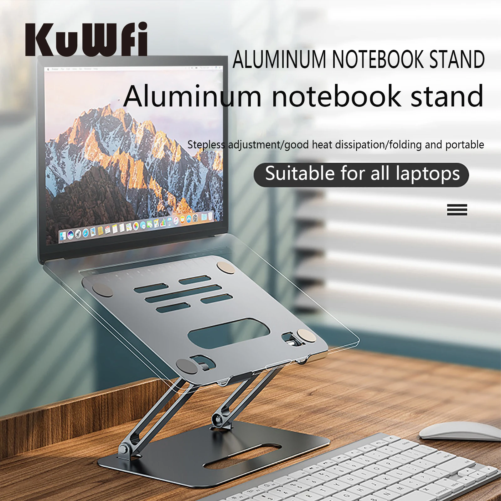 Portable Folding Computer Stand Doublelayer Storage Aluminum Alloy