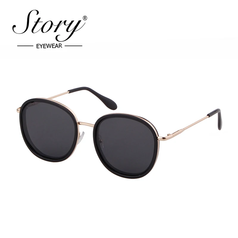 Женские и мужские круглые солнцезащитные очки в оправе STORY брендовые с зелеными