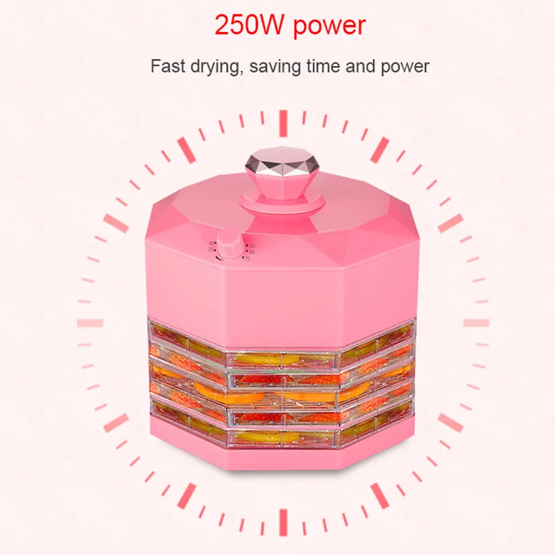 220V 250w Еда осушитель фрукты овощ, травы сушильные машины для мяса закуски для домашних животных Еда 5 лотков Deshidratador De Alimentos