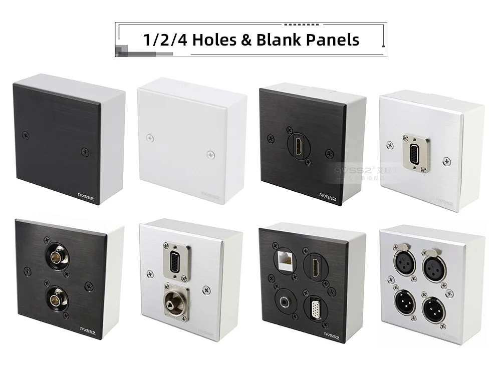 AVSSZ Desktop-Informationsbox, 86-Panel-Modul, Multimedia-Aluminiumlegierung, 1/2/3/4-Loch-Leerplatte, passend für D-Typ XLR-RCA – Detail 23