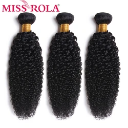 Miss Rola Brazilian Kinky Curly Hair Weaves 8-26 Inches 100% Human Hair 3 Pcs Non-Remy Hair Extensions Natural Color Double Weft
