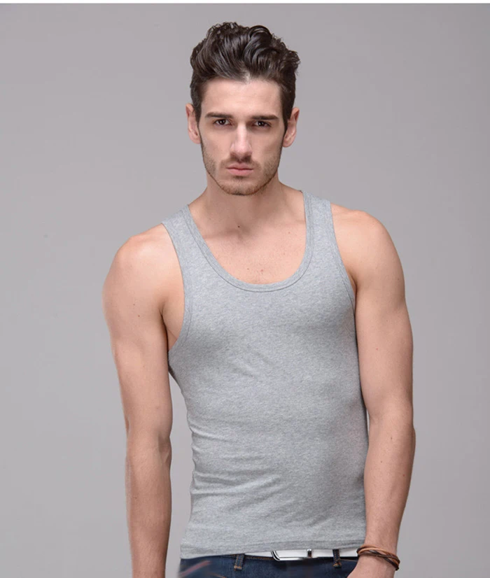 Men Tank Tops Summer Casual Clothing Cotton Slim O Neck Sleeveless Vest Men Tops Solid Color Vest Men Bodybuilding Tank Top