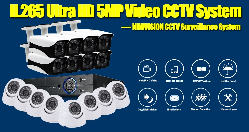 H.265+ 5MP Ultra HD 16CH DVR CCTV Security System 8PCS Outdoor+8pcs Indoor 5MP Night Vision Camera Metal Video Surveillance Kit