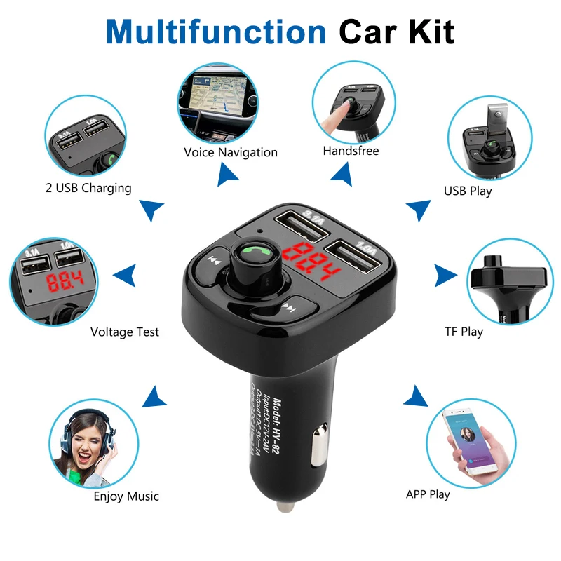 VicTsing FM передатчик автомобильный Bluetooth комплект MP3-плеер Радио адаптер с двумя USB Автомобильное зарядное устройство Hands-free TF CVC шумоподавление