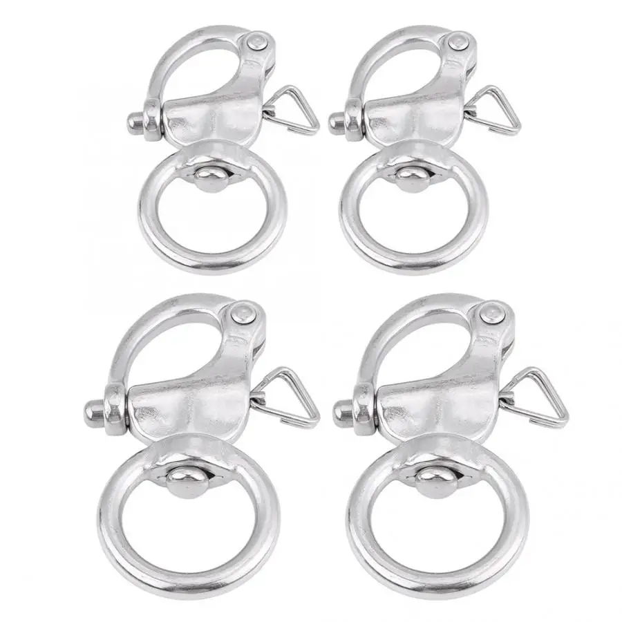 2 Types 65mm/76mm 2Pcs Marine Boat Snap Shackle 316 Stainless Steel Buckle Brace Ring Useful Tool Round | Автомобили и мотоциклы