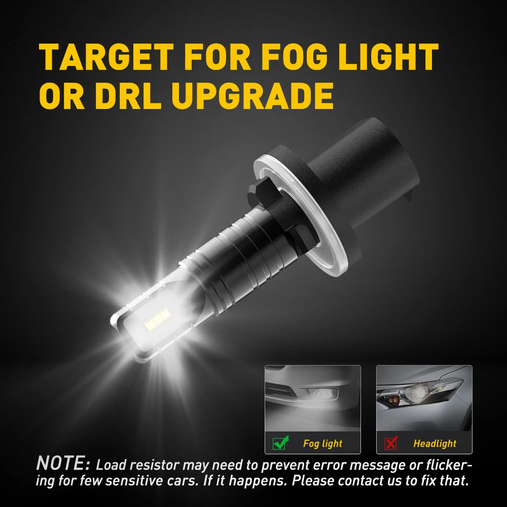 car headlight bulbs 2Pcs 1200LM H27 LED 6000K White 880 881 LED Fog Lamp Bulb Car Daytime Running Light DRL for Kia Hyundai Ford Chevrolet 12V 24V fog light for car