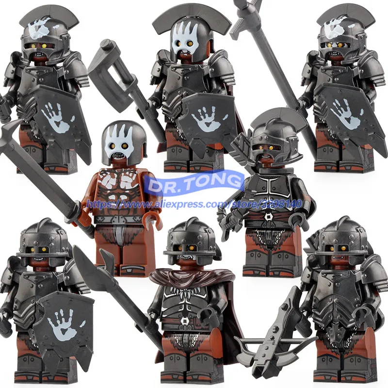 

8pcs Lord of the Rings Action Figure Strong Orc Soldier Heavy Infantry Spear Building Blocks Toys Forodels Toys Gifts Kt1033
